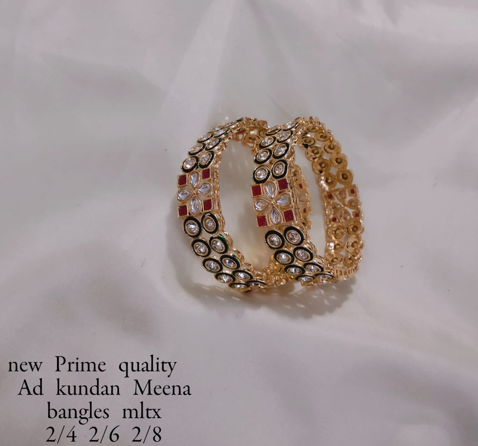 Gold Plated Kundan Bangle set